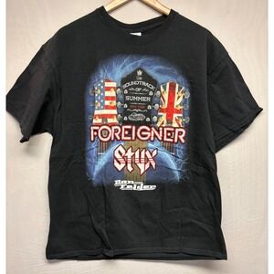 Music‎ Shirt Mens Black Styx & Foreigner Graphic Concert Summer Soundtrack